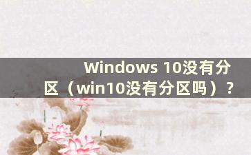 Windows 10没有分区（win10没有分区吗）？